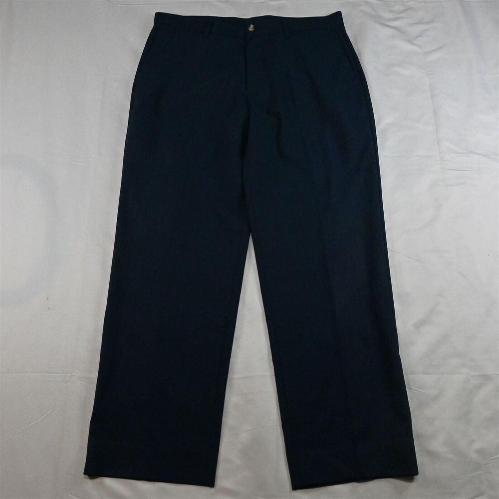 Ashworth 34 x 32 Navy‎ Blue Flat Front Straight Tech Golf Dress Pants